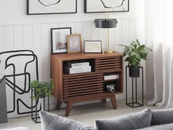 Movel De Tv Com 2 Portas Cor De Madeira Escura Cleveland