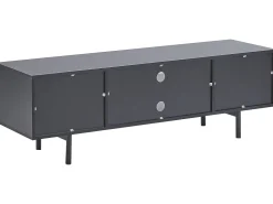 Movel De Tv Com 2 Portas E 2 Prateleiras Em Preto E Cor De Madeira Clara Salina