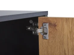 Movel De Tv Com 2 Portas E 2 Prateleiras Em Preto E Cor De Madeira Clara Salina