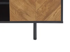 Movel De Tv Com 2 Portas E 2 Prateleiras Em Preto E Cor De Madeira Clara Salina