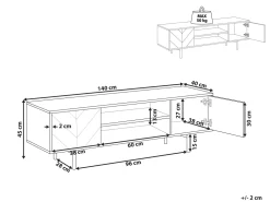 Movel De Tv Com 2 Portas E 2 Prateleiras Em Preto E Cor De Madeira Clara Salina