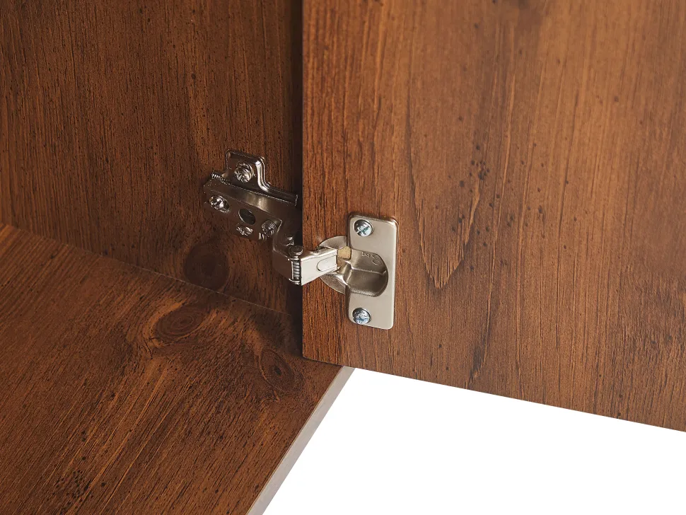 Movel De Tv Com 2 Portas E 3 Prateleiras Em Madeira Escura E Cinzento Palmer