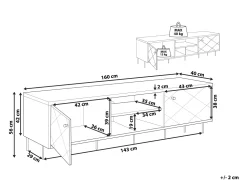 Movel De Tv Com 2 Portas E 3 Prateleiras Em Madeira Escura E Cinzento Palmer