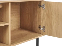 Movel De Tv Com 2 Portas E 3 Prateleiras Em Madeira Clara E Branco Palmer