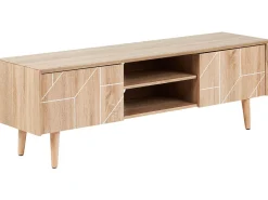 Movel De Tv Com 2 Portas E 2 Prateleiras Em Madeira Clara Franklin