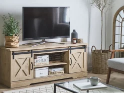 Movel De Tv Com 2 Portas Em Madeira Clara Ulan