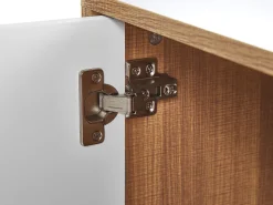 Movel De Tv Com 2 Portas E 2 Prateleiras Em Madeira Clara E Branco Nueva