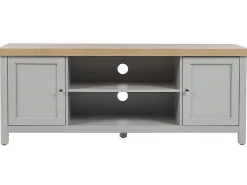 Movel De Tv Com 2 Portas E 2 Prateleiras Em Cinzento E Madeira Clara Hamp