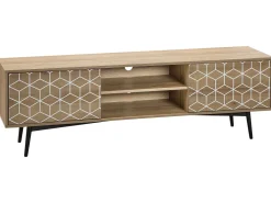 Movel De Tv Com 2 Portas E 2 Prateleiras Em Madeira Clara Torvi