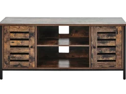 Movel De Tv Com 2 Portas E 2 Prateleiras Em Madeira Escura Vilseck