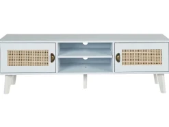 Movel De Tv Com 2 Portas E 2 Prateleiras Em Creme E Branco Parton