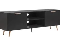 Movel De Tv Com 2 Portas E 2 Prateleiras Preto Indio