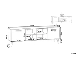 Movel De Tv Com 2 Portas E 4 Prateleiras Em Madeira Branca E Escura Alloa