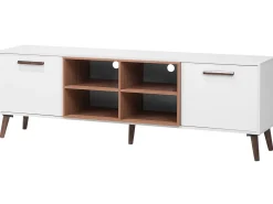 Movel De Tv Com 2 Portas E 4 Prateleiras Em Madeira Branca E Escura Alloa