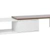 Movel De Tv Com 1 Portas Em Branco E Cor De Madeira Escura Yonkers