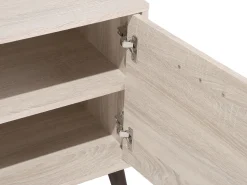 Movel De Tv Com 2 Portas E 4 Prateleiras Em Madeira Clara E Cinzenta Alloa