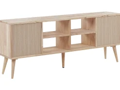 Movel De Tv Com 2 Portas E 4 Prateleiras Em Madeira Clara Chandler