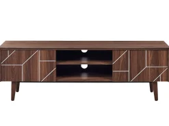 Movel De Tv Com 2 Portas E 2 Prateleiras Em Madeira Escura Franklin