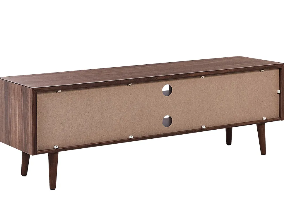 Movel De Tv Com 2 Portas E 2 Prateleiras Em Madeira Escura Franklin