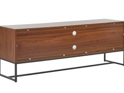 Movel De Tv Com 2 Portas E 2 Prateleiras Em Madeira Escura E Branco Nueva