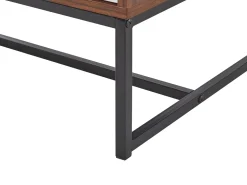 Movel De Tv Com 2 Portas E 2 Prateleiras Em Madeira Escura E Branco Nueva