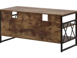 Movel De Tv Com 4 Prateleiras Em Madeira Escura E Preto Carlisle