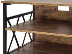 Movel De Tv Com 4 Prateleiras Em Madeira Escura E Preto Carlisle