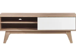 Movel De Tv Com 4 Prateleiras Em Cor De Madeira Clara E Branca Buffalo