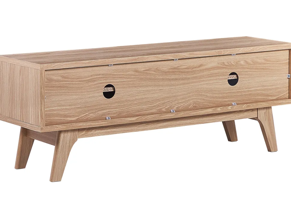 Movel De Tv Com 4 Prateleiras Em Cor De Madeira Clara E Branca Buffalo