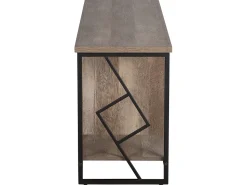 Movel De Tv Com 5 Prateleiras Em Madeira Escura E Preto Forres