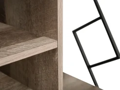 Movel De Tv Com 5 Prateleiras Em Madeira Escura E Preto Forres