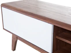 Movel De Tv Com 4 Prateleiras Em Cor De Madeira Escura E Branca Buffalo