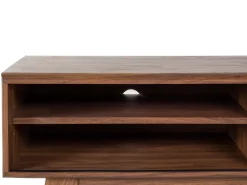 Movel De Tv Com 4 Prateleiras Em Cor De Madeira Escura E Branca Buffalo