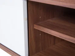 Movel De Tv Com 4 Prateleiras Em Cor De Madeira Escura E Branca Buffalo