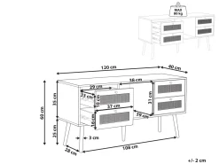 Movel De Tv De Rattan Com 4 Gavetas E 1 Prateleira Em Cor De Madeira Clara Perote