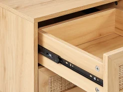 Movel De Tv De Rattan Com 4 Gavetas E 1 Prateleira Em Cor De Madeira Clara Perote