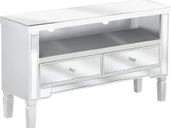 Movel De Tv Espelhado Com 2 Gavetas E 1 Prateleira Prateado Nicea