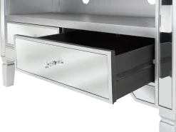 Movel De Tv Espelhado Com 2 Gavetas E 1 Prateleira Prateado Nicea