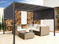 Pergula De Jardim Led Cinzento Escuro 310 X 310 Cm Parga