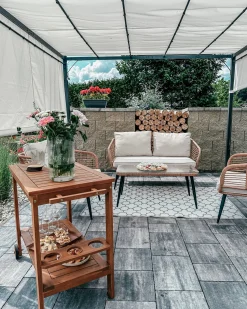 Pergula De Jardim Led Creme 310 X 310 Cm Parga