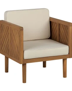 Poltrona De Jardim Com Repousa-Pes Em Madeira De Acacia Creme Baratti
