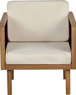 Poltrona De Jardim Com Repousa-Pes Em Madeira De Acacia Creme Baratti