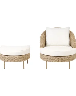 Poltrona De Jardim Em Rattan Com Repousa-Pes Cor Natural Arcille