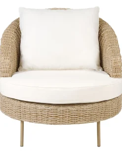 Poltrona De Jardim Em Rattan Com Repousa-Pes Cor Natural Arcille