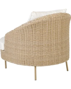 Poltrona De Jardim Em Rattan Com Repousa-Pes Cor Natural Arcille