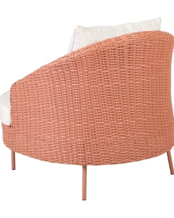 Poltrona De Jardim Em Rattan Com Repousa-Pes Rosa Arcille