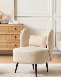 Poltrona Em Tecido Boucle Creme Otsby