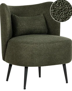 Poltrona Em Tecido Boucle Verde Escuro Otsby