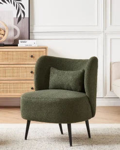 Poltrona Em Tecido Boucle Verde Escuro Otsby