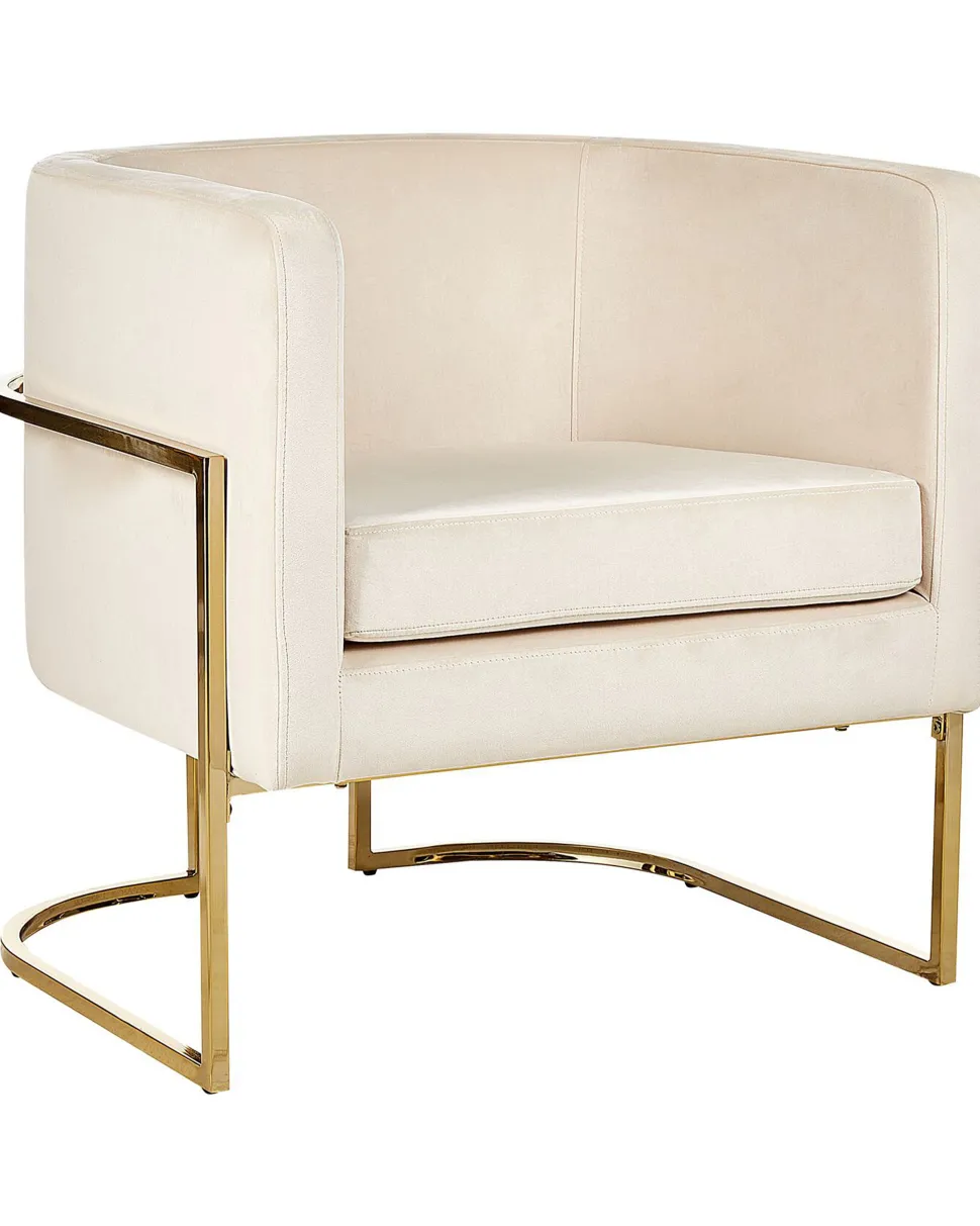 Poltrona Em Veludo Creme Sirkka